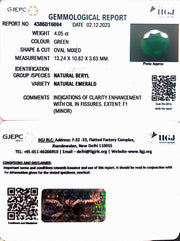 4.05/CT Natural Panna Stone with Govt. Lab Certificate (6771)